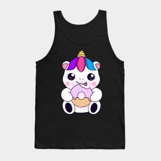 Kawaii Unicorn eating Donut Tank Top